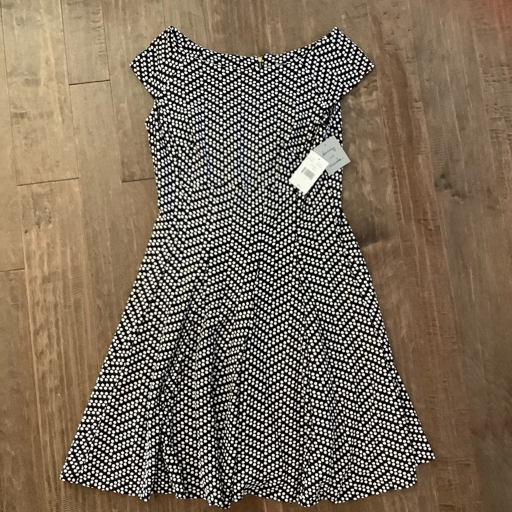 Danny & Nicole NWT  Black and White Polka Dot Dress, Size 12
